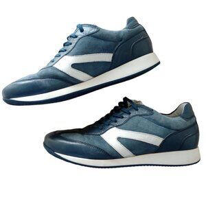 Blue Retro Leather&Suede Sneakers
